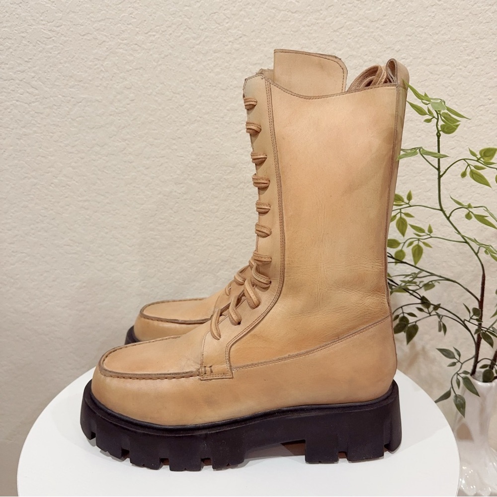 Free People Jones Lug Sole Lace Up Boots Tan Size 11 NIB - Picture 4 of 9